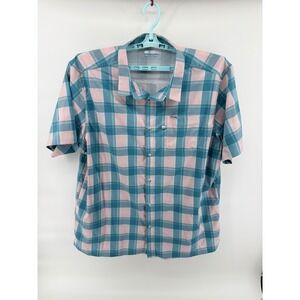 Columbia PFG Mens 2XLT Plaid Fishing Shirt Blue Pink Short Sleeve Ventilated